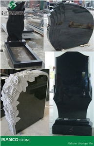 China Pure Black Granite Heart Tombstones Single Monuments Black Granite Headstones Nero Black Granite Engraved Headstones Custom Monuments with Different Styles