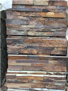 China Rusty Brown Slate Cultured Stone on Sale, Wall Cladding, Custom Size Stone Slate, Manufactured Stone Veneer