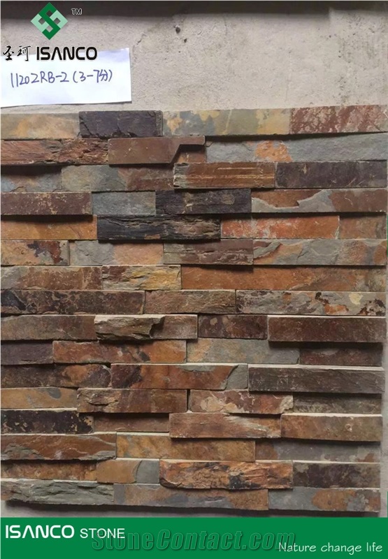 China Rusty Slate Culture Stone Rustic Wall Cladding Stone Corner Stone Decorative Split Face Culture Stone Rust Slate Feature Wall Exposed Wall Stone Orange Rusty Stone Veneer Stacked Stone Veneer