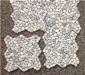 Cloud Grey Marble Pebble Mosaic, Outside Decorate Walkway Grey Marble Pebble