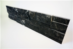 Export Standard Black Marble Cultured Stone Nature Marble Stone Nature Marble Culture Wall Cladding Stone Pure Black Marble Panels Split Decorative Marble Wall Stone