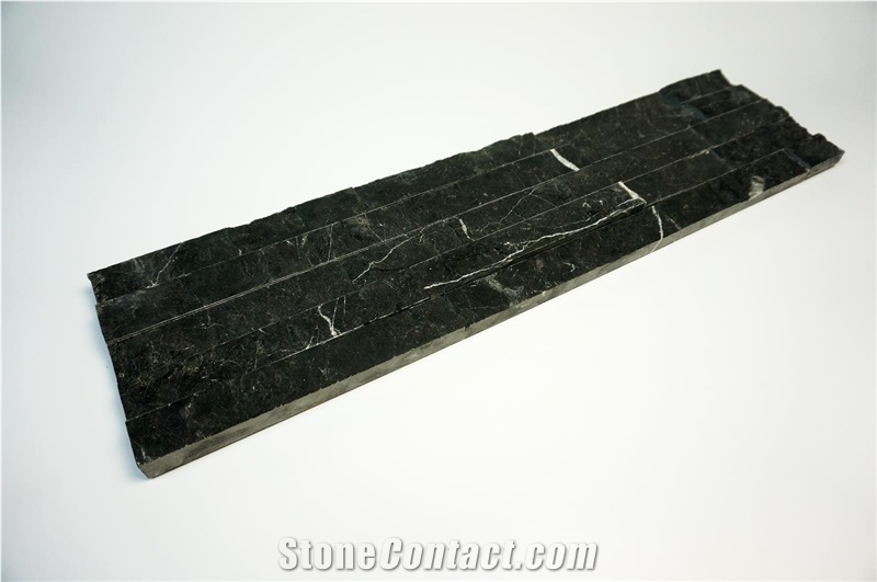 Export Standard Black Marble Cultured Stone Nature Marble Stone Nature Marble Culture Wall Cladding Stone Pure Black Marble Panels Split Decorative Marble Wall Stone