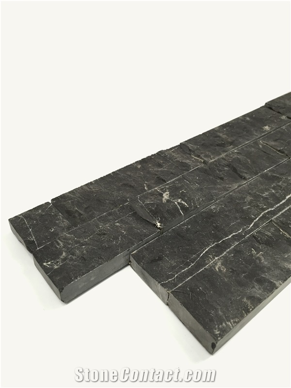 Export Standard Black Marble Cultured Stone Nature Marble Stone Nature Marble Culture Wall Cladding Stone Pure Black Marble Panels Split Decorative Marble Wall Stone