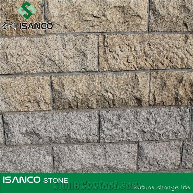 Granite Mushroom Stone, Yellow Granite Mushroomed Cladding, Granite Mushroom Stone for Wall Cladding /Wall Panel, Granite Exterior Wall Stone
