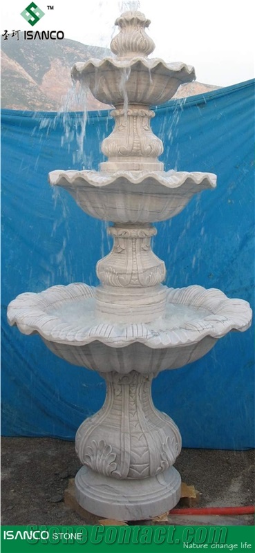 Marble Garden Fountains White Marble Sculptured Fountains Handcarved Exterior Fountains Outdoor Decoration Bird Bath Water Features Landscaping Furnitures