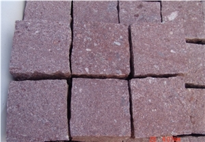 Natural Finish Red Porphyry Cubestone,Red Granite Walkway Pavers,Road Granite Paving Stone