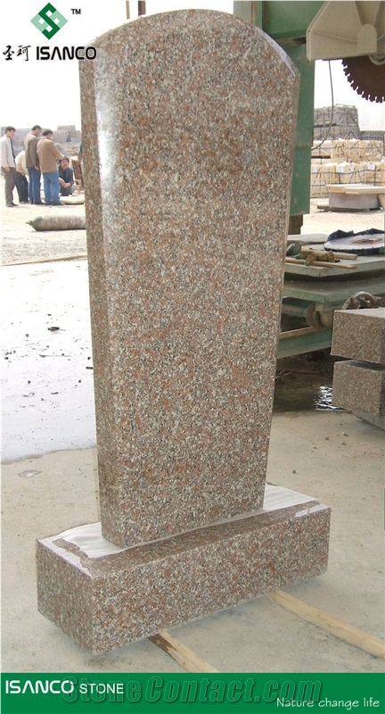 Red Granite Gravestone High Polished Best Quality Customized Headstones Professional Tombstone Design Factory Single Monuments G368 Red Granite Custom Monuments