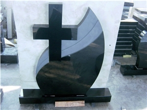 Russia Popular Style Granite Tombstone Cross Monument China Black Custom Engraved Granite Tombstone Absolute Black Western Style Monuments Pure Black Customized Tombstones