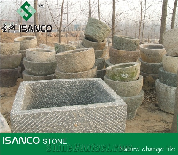 Shandong Blue Limestone Water Trough for Garden Design Landscaping Products Rectangular Stone Troughs Landscape Design Antique Stone Water Jar Old Stone Vases Blue Limestone Plant Pot Old Stone Pot