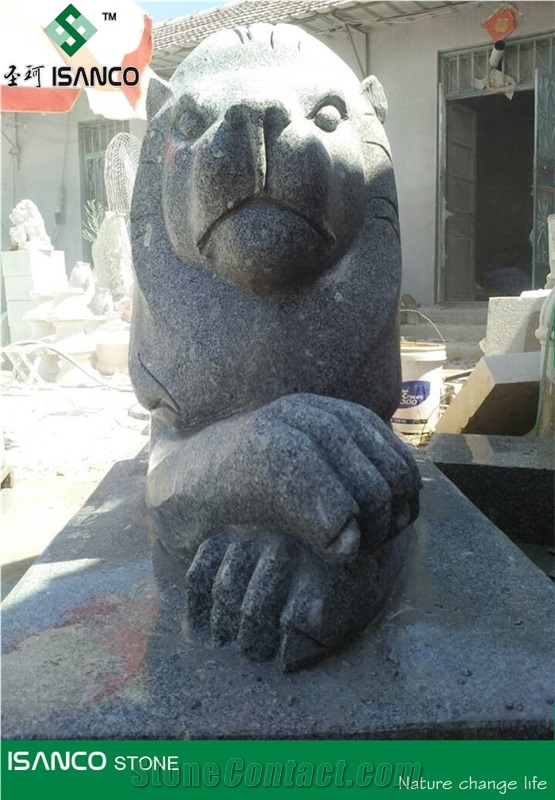 Shandong Grey Granite Lion Landscaping Products Grey Sesame Granite Handcarved Lion Landscaping Stone Grey Granite Carving Lion Landscape Design Outdoor Fortune Stone Products Garden Design Polished