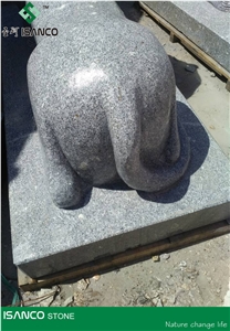Shandong Grey Granite Lion Landscaping Products Grey Sesame Granite Handcarved Lion Landscaping Stone Grey Granite Carving Lion Landscape Design Outdoor Fortune Stone Products Garden Design Polished