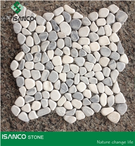 Shandong Produced Dark Cloud Marble Pebble Mosaic Light Grey Marble Tumbled Mosaic Marble Floor Mosaic Cheap Cobble Mosaic Pattern Composited Marble Mosaic for Indoor Decoration