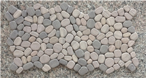 Shandong Yellow Sandstone Pebble Stone Mosaic,Pebble Stonewalkway,Pebble Pavingstone,Landscaping Roadway Stone