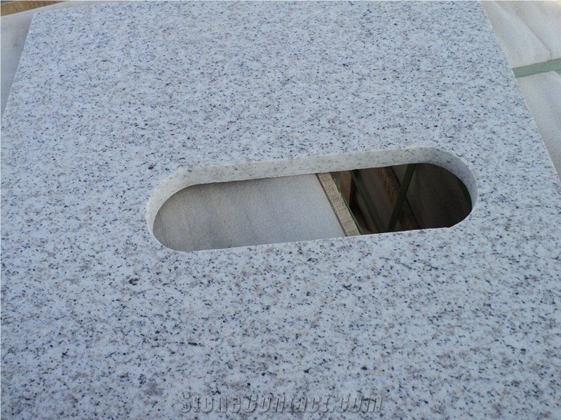 White Granite Types Materials Bath Tops,Vanity Tops,Countertops,Edge Bullnose Polished Under Hole with Splash Bathroom Tops