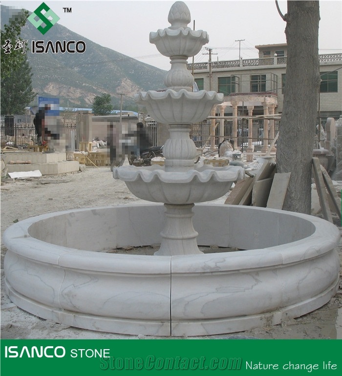 White Marble Garden Fountains Custom Sculptured Fountains Marble Exterior Fountains Water Features Hand Carved Fountains for Garden Decoration