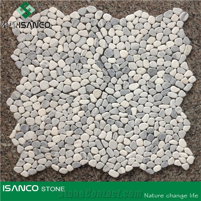 White Marble Tumbled Mosaic, China White Pebble Mosaic, Wall/Floor Mosaic