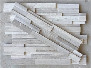 White Wood Culture Stone Dfx - 1002p White Wood Marble Culture Stone Ledge China White Wooden Marble Culture Stone Corner Decorated White Marble Cultural Wall Cladding Paver