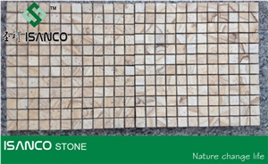 Yellow Sandstone Linear Strips Mosaic Yellow Wood Veins Sandstone Chipped Mosaic Tumbled Mosaic Wooden Grains Sandstone Floor Mosaic Customized Mosaic Pattern Flooring Paving Stone Mosaic
