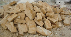 Yellow Wood Grain Sandstone Indiscriminate Stone, China Beigesandstone Floor Covering,Sandstone Floor Pavers & Cobble Stone