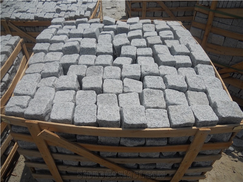 Jumbo Cobblestone, Grey Granite Cube Stone & Pavers