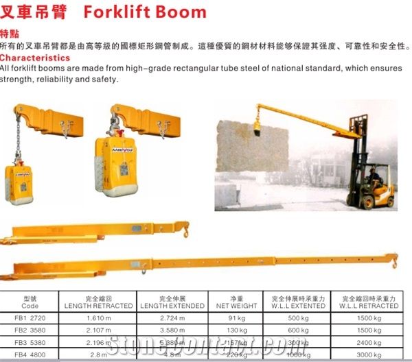 Forklift Boom,Stone Factory Boom Carry Clamps,Stone Slab Lifter