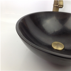China Absolute Black Granite Mogonli Polished Black Bathroom Round Wash Basins