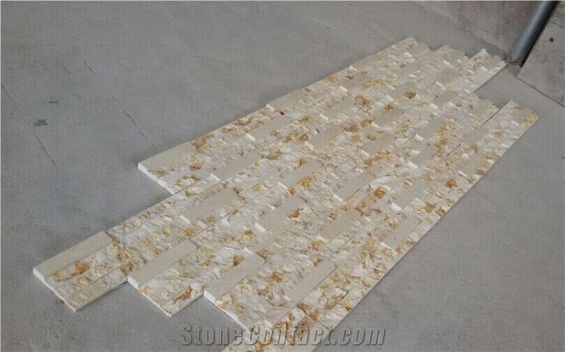 Sunny Yellow Marble Split Face Culture Stone Wall Decor