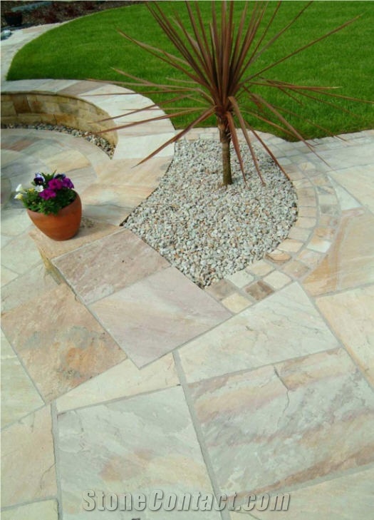 Mint Indian Sandstone Quarry Cut Patio Floor Tiles