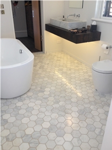 Marble Hexagon Mosaics Bathroom Flooring