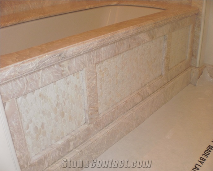 Breccia Oniciata Marble Bath Tub Deck, Surround