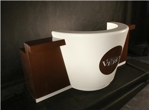Cup Shape Cafe Counter with White and Brown Color
