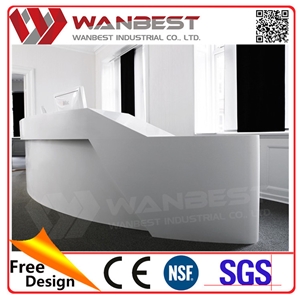 Half Round New Design White Solid Surface Hospital Office Reception Desk Counter
