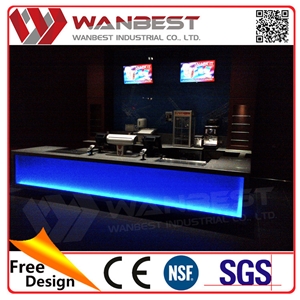 Hotel Restaurant High End Beautiful Solid Surface Led Reception Desk Counter