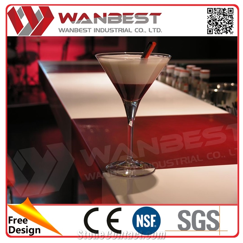 White and Red Color Solid Surface Modern Design Bar Counter