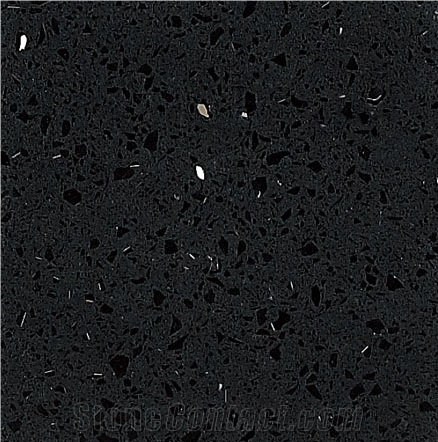 Black Quartz Stone Slabs & Tiles, Solid Surfaces Engineered Stone