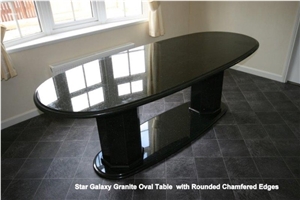 Bespoke Star Galaxy Granite Oval Table with Rounded Chamfered Edges