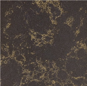 Artificial Black Gold Flower Quartz Stone Slabs, Black Engineered Quartz Stone Tiles and Flooring