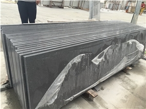 Artificial Black Quartz Stone Countertops, Black Engineered Quartz Stone Bar Tops