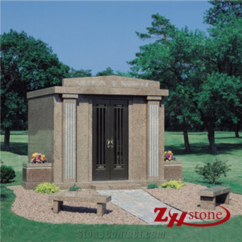 Double Usage G648 Pink Granite Mausoleums Cemetery Crypts