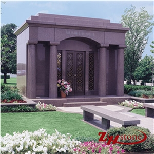 Double Usage G648 Pink Granite Mausoleums Cemetery Crypts