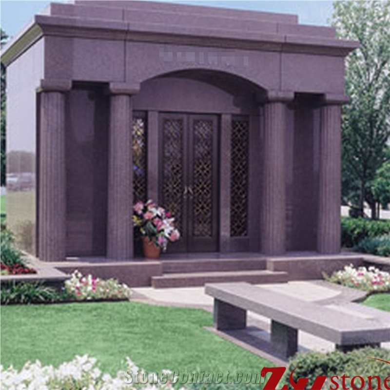 Good Quality Luxury Design Soild Columns American Mahogany Granite Mausoleums/ Mausoleum Design/ Cemetery Mausoleum