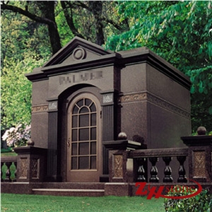 Good Quality Luxury Design Soild Columns American Mahogany Granite Mausoleums/ Mausoleum Design/ Cemetery Mausoleum