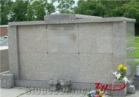 Good Quality Own Fatory Flat Top Sesame White/ G603 Granite Mausoleums/ Mausoleum Design/ Cemetery Crypts/ Cemetery Mausoleum/ Mausoleum Crypts
