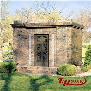 Good Quality Polished Double Design Roof Top with Columns Gray Granite Mausoleums/ Mausoleum Design/ Cemetery Mausoleum
