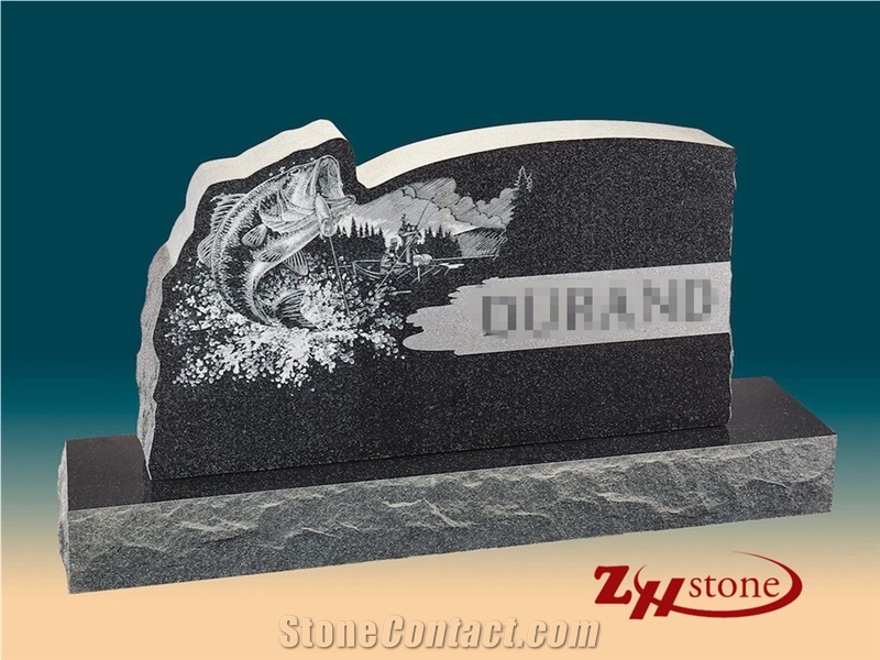 Good Quality Traditional Serp Top with Cross Engraving Aurora Granite Tombstone Design/ Western Style Monuments/ Upright Monuments/ Headstone/ Monument Design