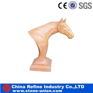 Beige Horse Statue, Yellow Marble Statues, Animal Sculptures