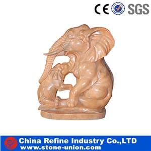 Elephant Sculpture, Beige Marble Sculpture,Garden Animal Sculptures,Handcarved Animal Sculptures