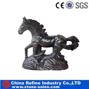 Hand Carved Black Marble Chinese Lion, Black Marble Sculpture & Statue