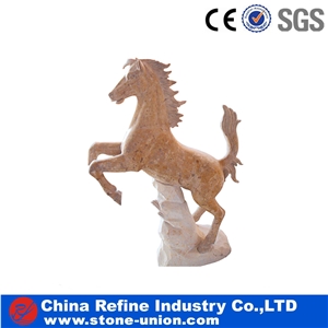 Horse Sculpture, Beige Marble Sculpture,Garden Animal Sculptures,Handcarved Animal Sculptures