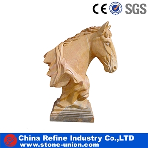 Life Size Horse Sculpture，Beige Marble Horse